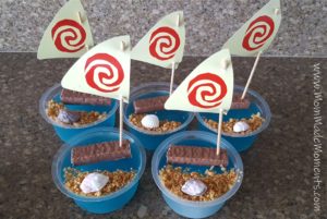 Moana Party Food Blue Jelly with boat and sand
