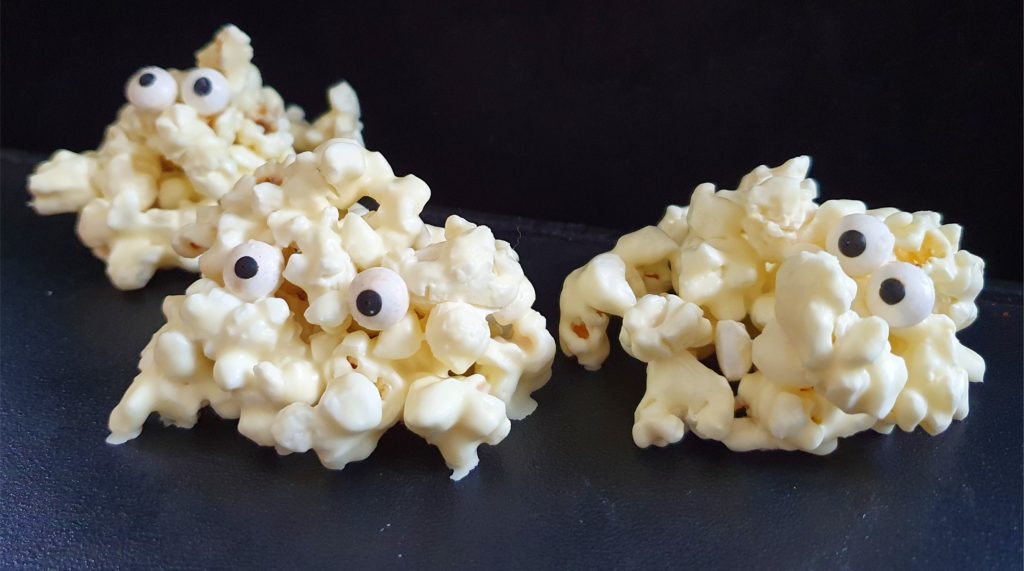 Popcorn Ghosts Healthy and Easy No Bake Halloween treats