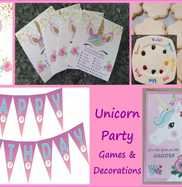 Unicorn Party Games and decorations